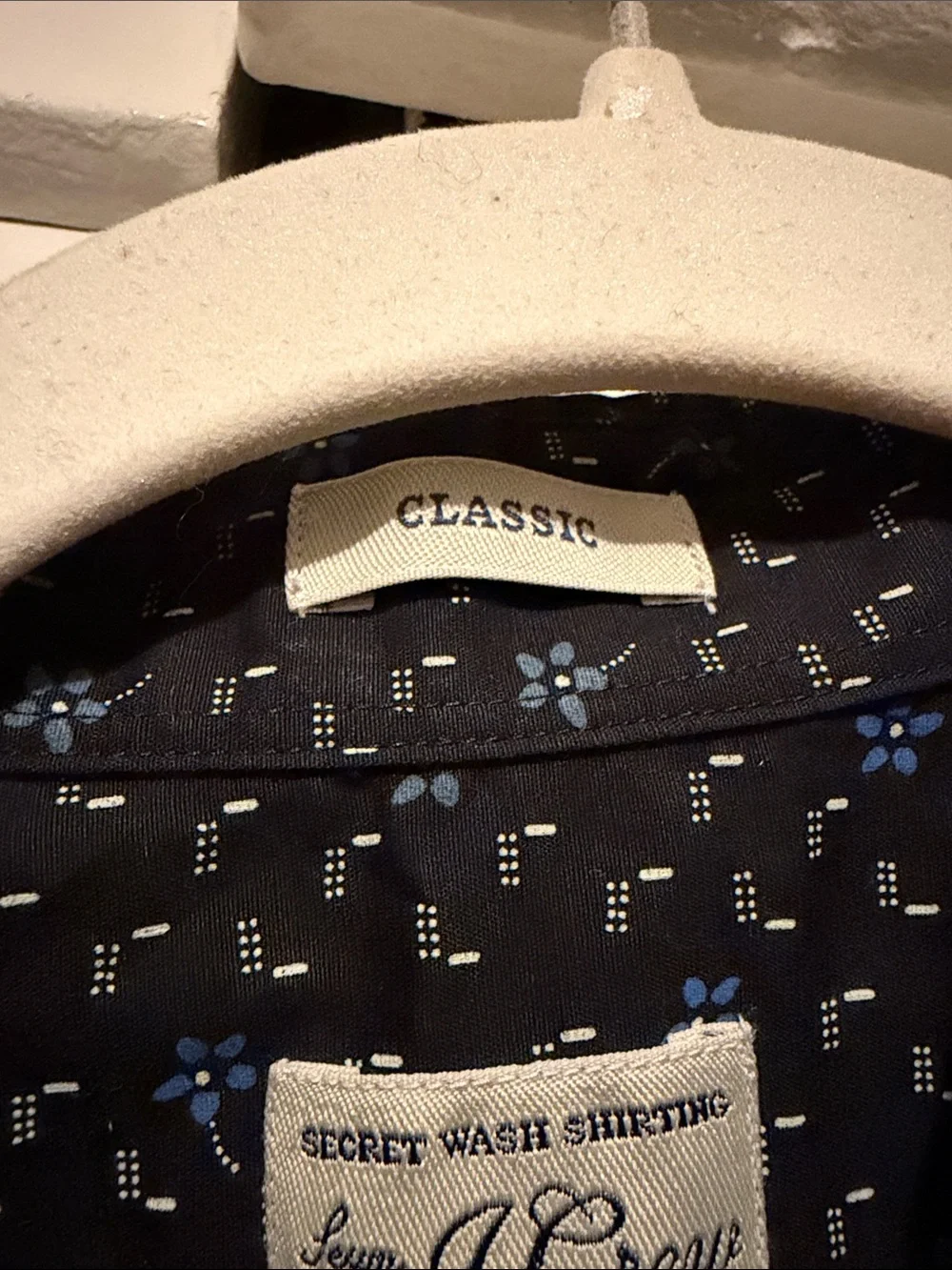 J. Crew Navy Short-Sleeve Button-Down with Small Geometric Print
